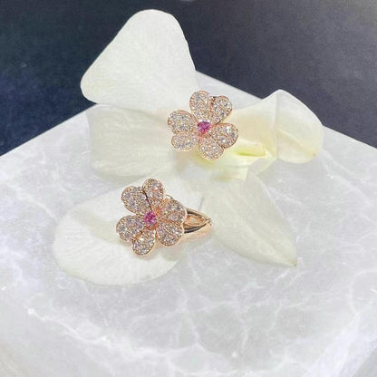 [LUCKY LOVE]FRIVOLE PINK GOLD FLOWER DIAMOND EARRINGS