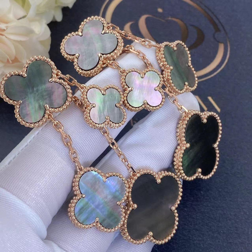 [LUCKY LOVE]CLOVER EARRINGS DARK MOP 4 MOTIFS ROSE GOLD