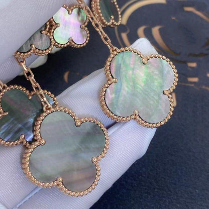 [LUCKY LOVE]CLOVER EARRINGS DARK MOP 4 MOTIFS ROSE GOLD