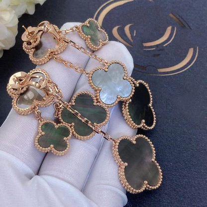 [LUCKY LOVE]CLOVER EARRINGS DARK MOP 4 MOTIFS ROSE GOLD