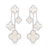 [LUCKY LOVE]CLOVER EARRINGS WHITE MOP 4 MOTIFS SILVER
