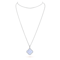 [LUCKY LOVE]CLOVER SILVER CHALCEDONY BIG CLOVER NECKLACE