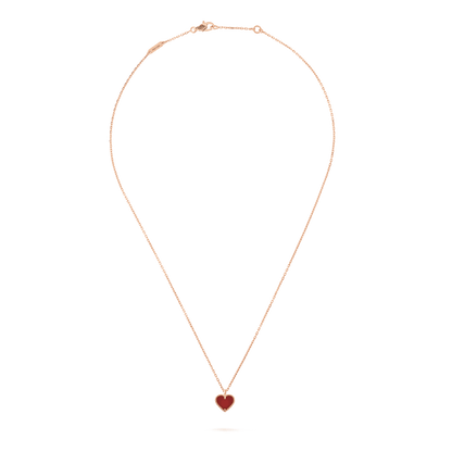 [LUCKY LOVE]SWEET CLOVER CARNELIAN HEART NECKLACE