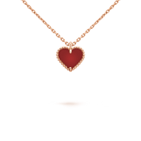 [LUCKY LOVE]SWEET CLOVER CARNELIAN HEART NECKLACE