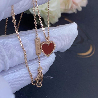 [LUCKY LOVE]SWEET CLOVER CARNELIAN HEART NECKLACE