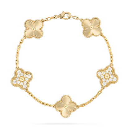 [LUCKY LOVE]CLOVER BRACELET 5 MOTIFS GOLD DIAMOND