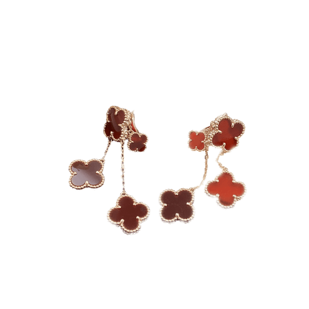 [LUCKY LOVE]CLOVER EARRINGS CARNELIAN 4 MOTIFS PINK GOLD
