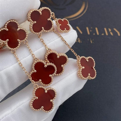 [LUCKY LOVE]CLOVER EARRINGS CARNELIAN 4 MOTIFS PINK GOLD