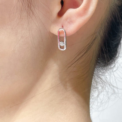 [LUCKY LOVE]MOVE UNO SMALL 1 DIAMOND EARRINGS