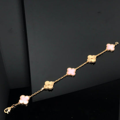 [LUCKY LOVE]CLOVER BRACELET 5 MOTIF PINK AND ROSE GOLD