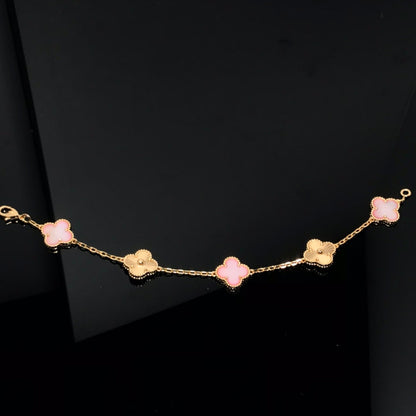[LUCKY LOVE]CLOVER BRACELET 5 MOTIF PINK AND ROSE GOLD