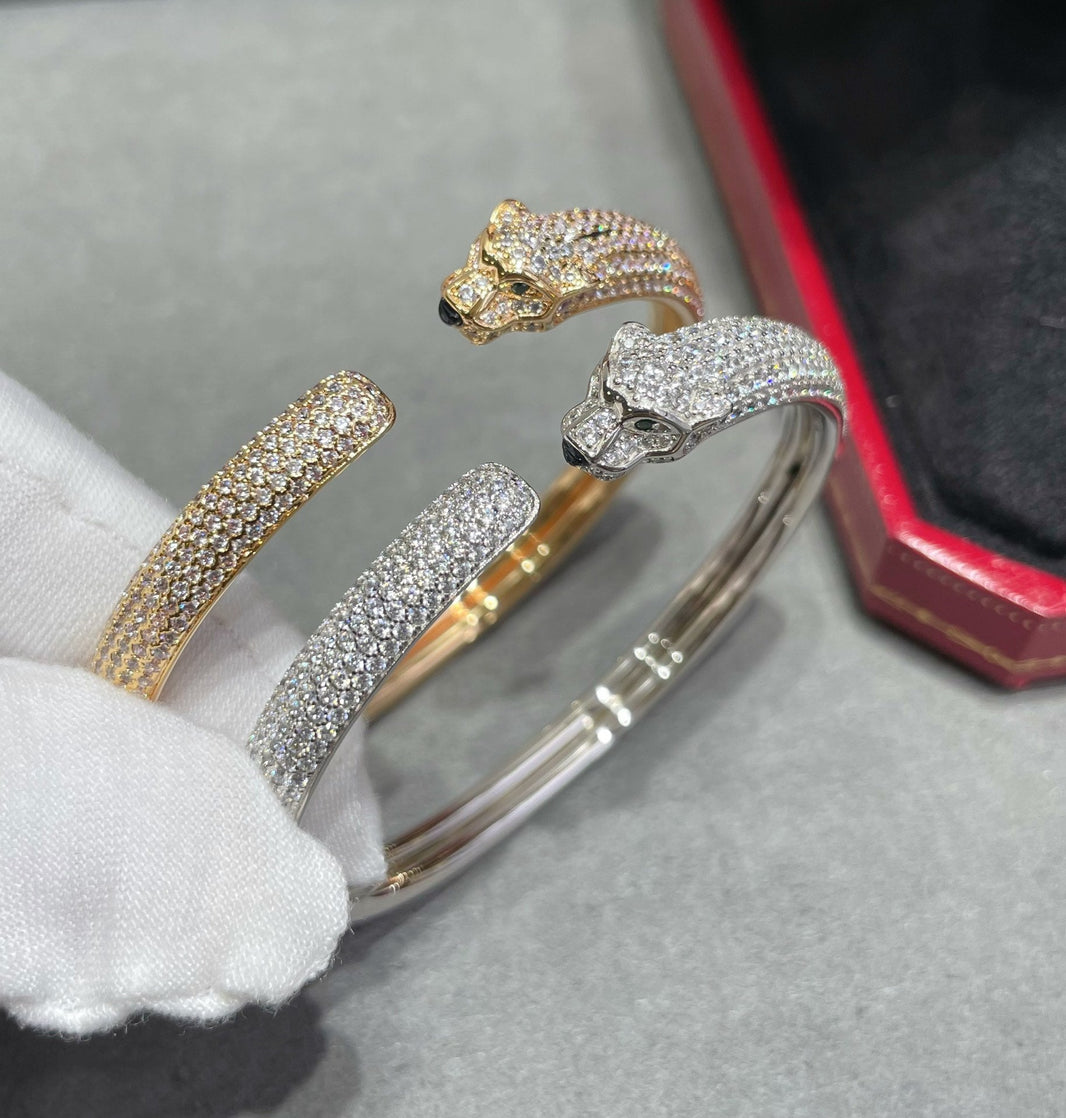 [LUCKY LOVE]PANTHERE FULL DIAMOND OPEN BRACELET