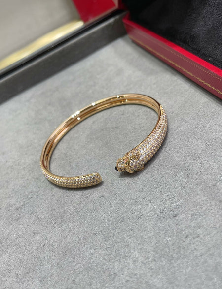 [LUCKY LOVE]PANTHERE FULL DIAMOND OPEN BRACELET