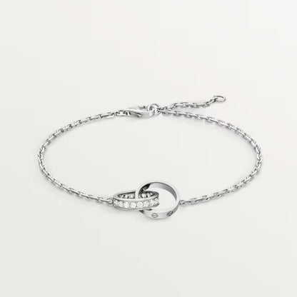 [LUCKY LOVE]LOVE DOUBLE RING HALF DIAMOND BRACELET