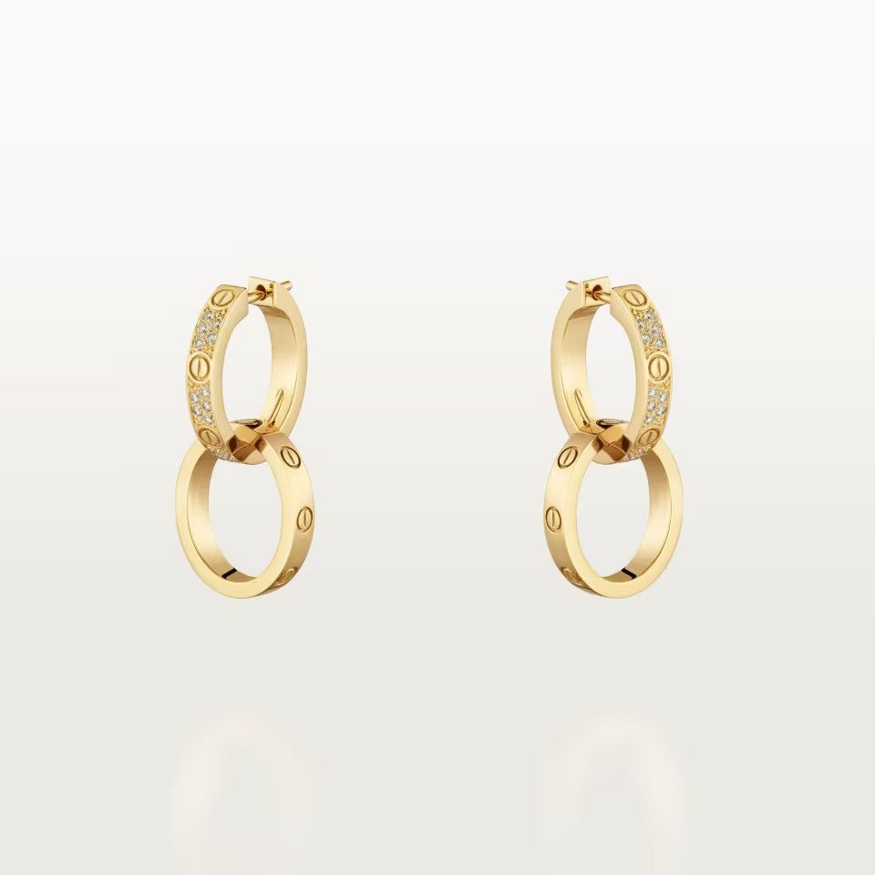 [LUCKY LOVE]LOVE 3.3MM DANGLE HALF DIAMOND EARRINGS
