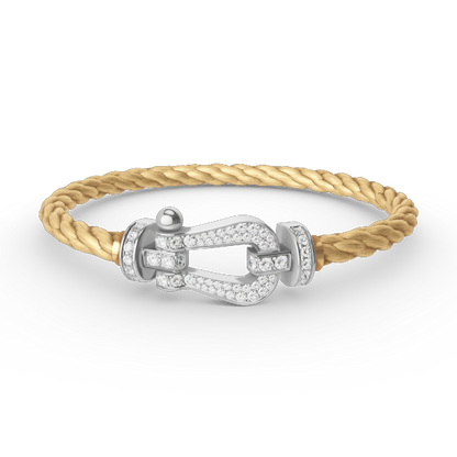 [LUCKY LOVE]FORCE LARGE HORSESHOE FULL DIAMOND BRACELET SILVER