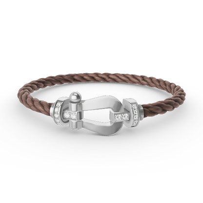 [LUCKY LOVE]FORCE LARGE HORSESHOE HALF DIAMOND BRACELET SILVER