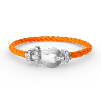 [LUCKY LOVE]FORCE LARGE HORSESHOE HALF DIAMOND BRACELET SILVER