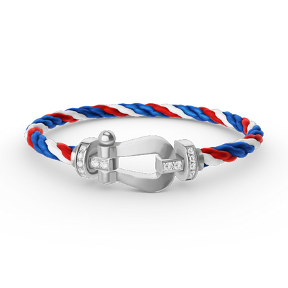 [LUCKY LOVE]FORCE LARGE HORSESHOE HALF DIAMOND BRACELET SILVER