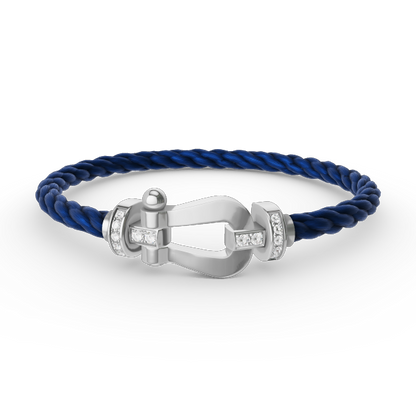 [LUCKY LOVE]FORCE LARGE HORSESHOE HALF DIAMOND BRACELET SILVER