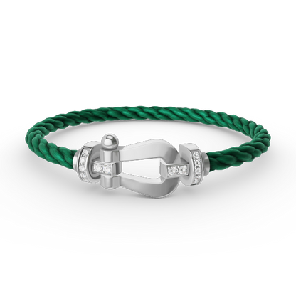 [LUCKY LOVE]FORCE LARGE HORSESHOE HALF DIAMOND BRACELET SILVER