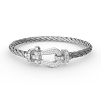 [LUCKY LOVE]FORCE LARGE HORSESHOE FULL DIAMOND BRACELET SILVER