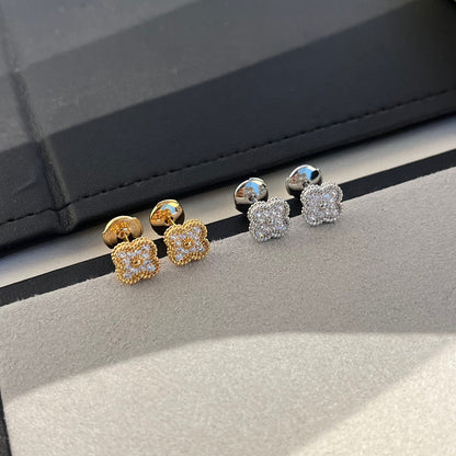 [LUCKY LOVE]CLOVER MINI DIAMOND STUD EARRINGS